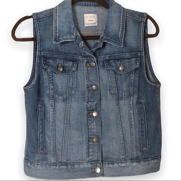 J. Crew Retro Denim Jean Vest Size M